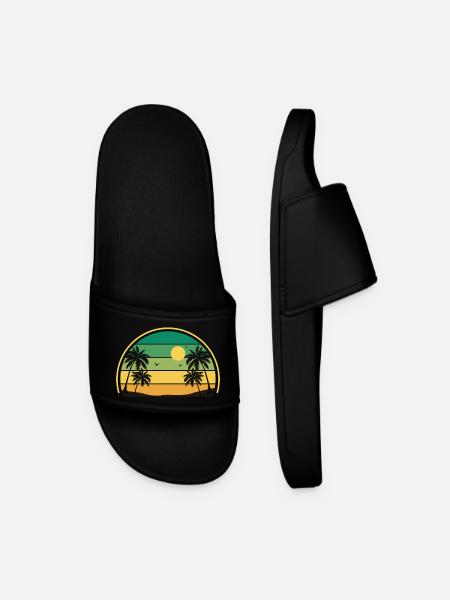 Retro Summer Sunset - Men’s Pool Sliders - black