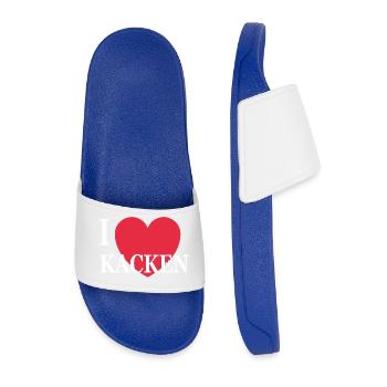 I love poop satire humor funny sayings - Men’s Pool Sliders - royal blue - Front