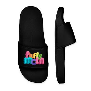 Fluffy Mom – Fluffy 3D Typography - Men’s Pool Sliders - black - Front