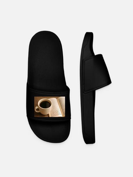 Book and coffee - Men’s Pool Sliders - black
