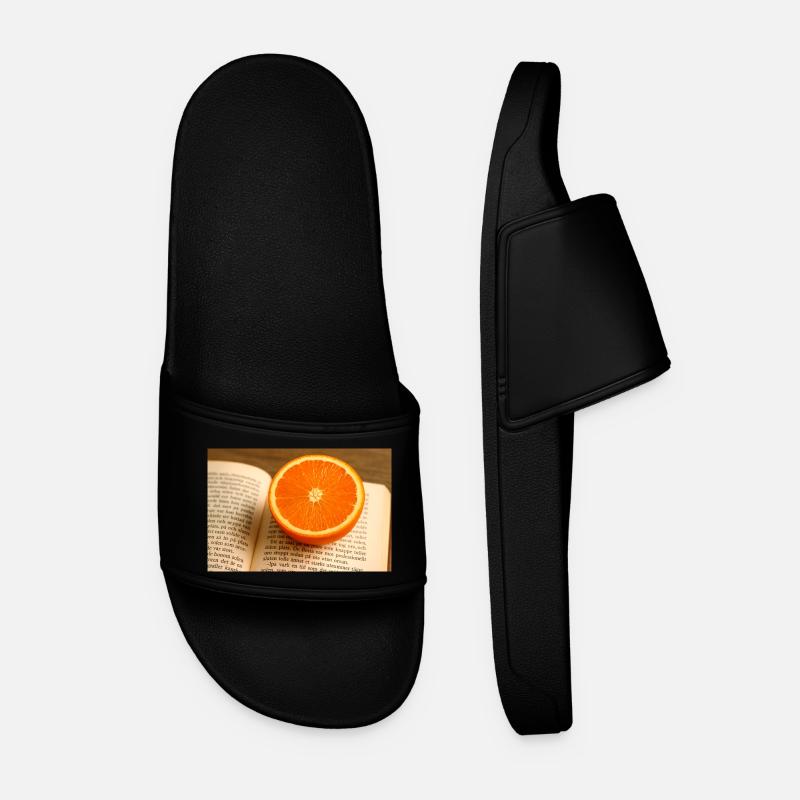 Beech and orange - Men’s Pool Sliders - black