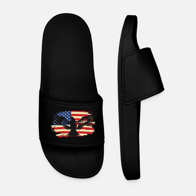 American Pride Eagle on Flag - Men’s Pool Sliders - black