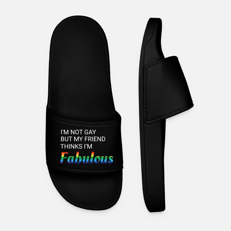 Friendship Pride Rainbow Design - Men’s Pool Sliders - black