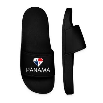 Herz mit Panama-Flagge, ich liebe Panama - Männer Badelatschen - Schwarz - Vorne