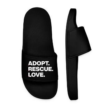 PFOTEN LIEBE, ADOPT RESCUE LOVE! 🐾 TIERADOPTION - Männer Badelatschen - Schwarz - Vorne