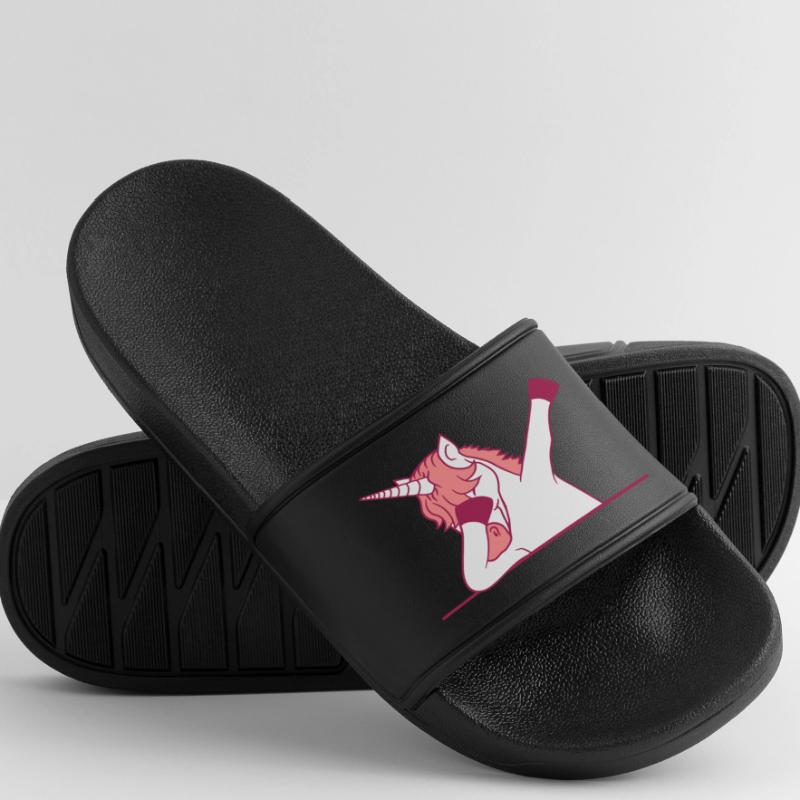 text box write shield wall dabbing unicorn d Men’s Pool Sliders