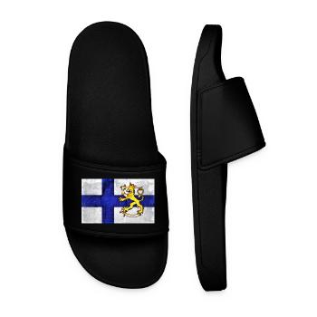 Finnland Flagge + Löwe - Männer Badelatschen - Schwarz - Vorne