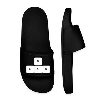 WSAD Gamer Gaming Keyboard Gambler Shirt - Men’s Pool Sliders - black - Front