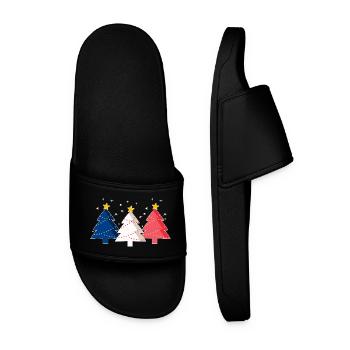 Joyeux Noël Weihnachtsbäume Frankreich Flagge - Männer Badelatschen - Schwarz - Vorne