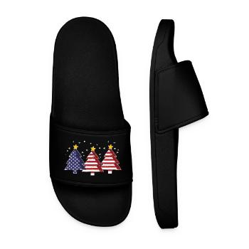Weihnachtsbäume Amerika USA Flagge - Männer Badelatschen - Schwarz - Vorne