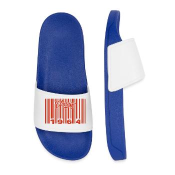 Vintage 1964 Born In 1964 61 Year Old Bar Code Anniversai - Men’s Pool Sliders - royal blue - Front