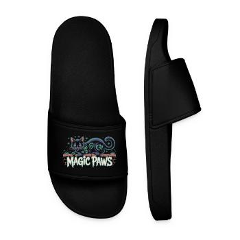 Enchanted Cat Magic Design - Men’s Pool Sliders - black - Front