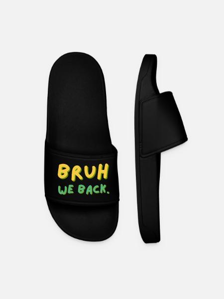 Bruh We Back Lettering Retro - Men’s Pool Sliders - black