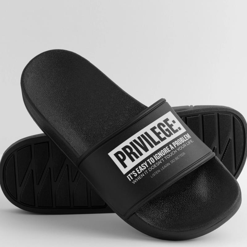 Privilege Statement Typography Text Motif Men’s Pool Sliders