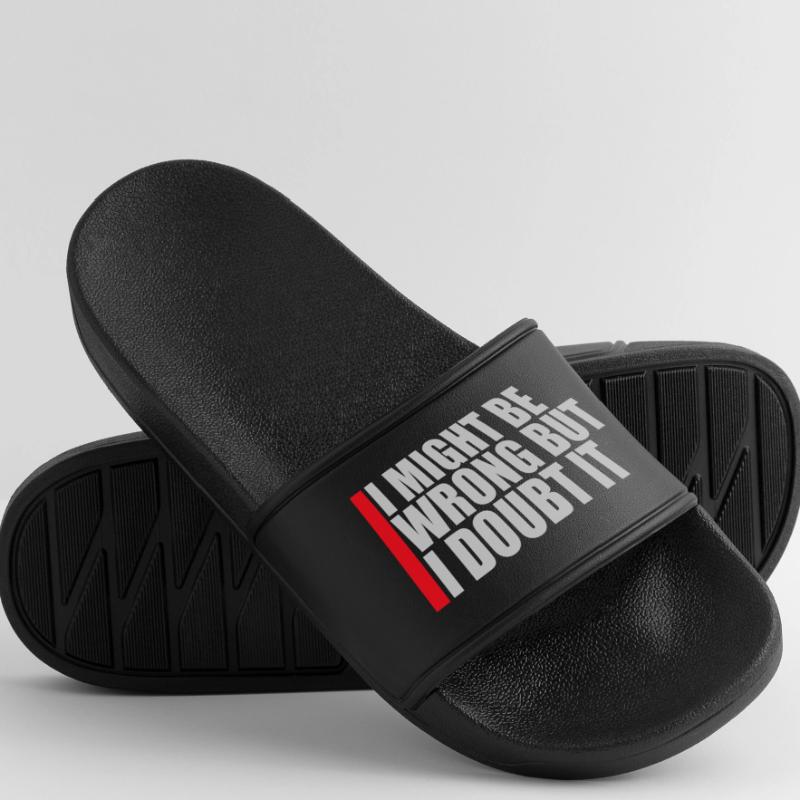 I Might Be Wrong But I Doubt It Funny Sarcastic Men’s Pool Sliders