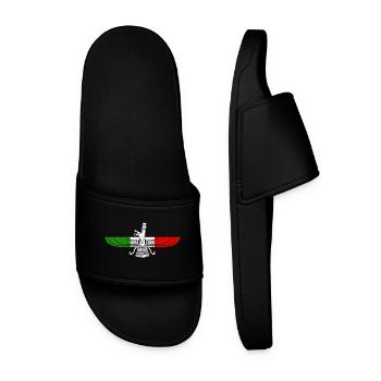 Farvahar logo | Iranian ancient symbol - Men’s Pool Sliders - black - Front