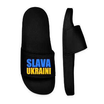Slava ukraini - Männer Badelatschen - Schwarz - Vorne
