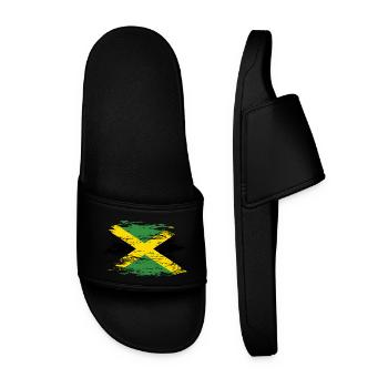 Jamaica flag used - Men’s Pool Sliders - black - Front