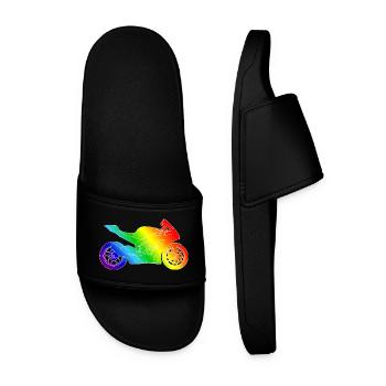 Moto supersport aux couleurs de l’arc-en-ciel - Claquettes Homme - noir - Devant