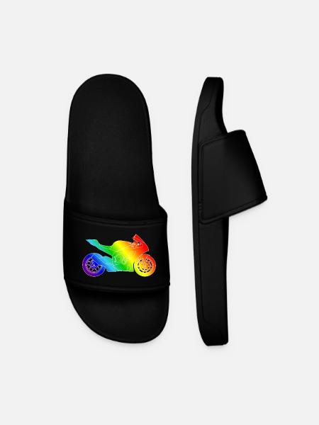 Supersport Motorrad in Regenbogenfarben - Männer Badelatschen - Schwarz