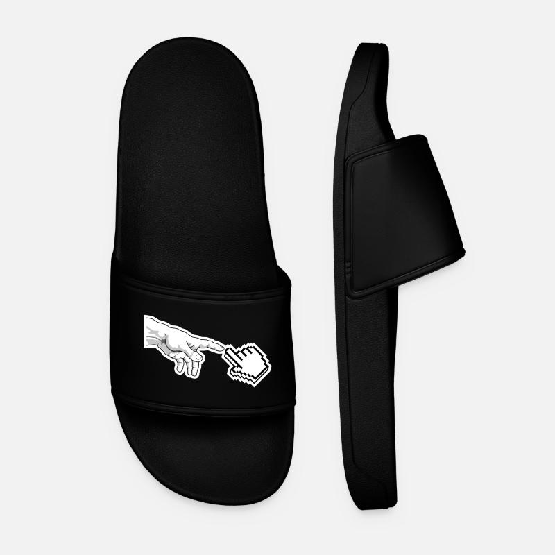 Pixel Pointer Hand Art - Men’s Pool Sliders - black