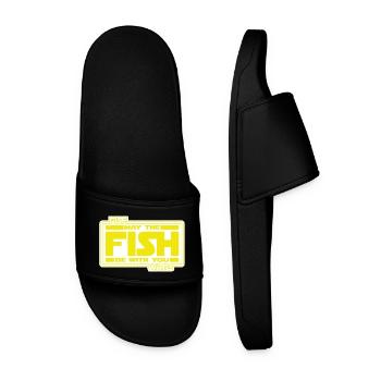 May the Fish be with YOU! (gelb/weiß) - Männer Badelatschen - Schwarz - Vorne