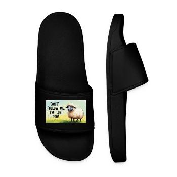 Sheep "Don t follow me - i m lost too!" - Men’s Pool Sliders - black - Front