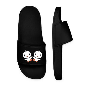 2 Ducks Friends Happy Cute Cute Friendly - Men’s Pool Sliders - black - Front