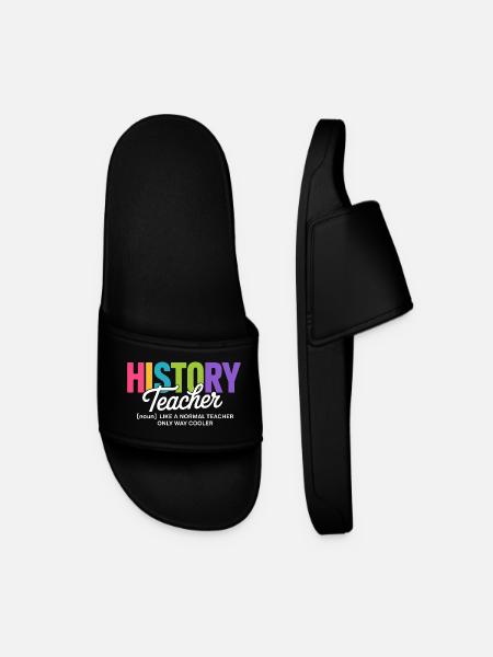 History Teacher Quote with Colourful Text - Men’s Pool Sliders - black
