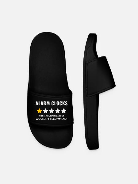 No Nonsense Alarm Clock Illustration - Men’s Pool Sliders - black