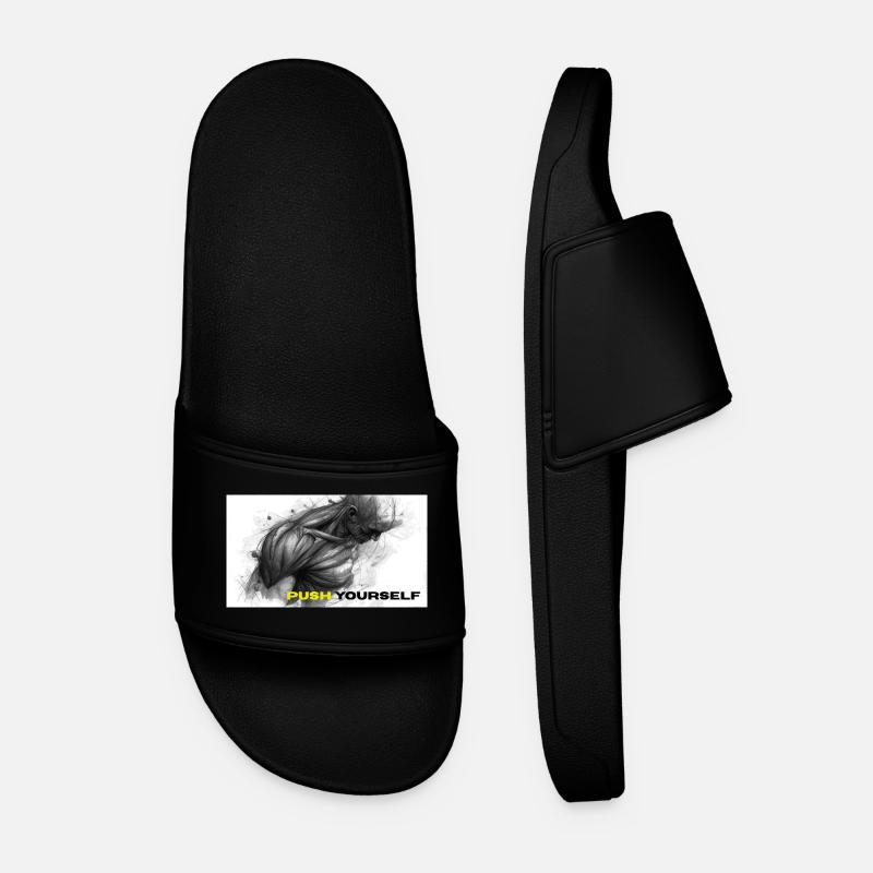 Strong Self Motivation Illustration - Men’s Pool Sliders - black