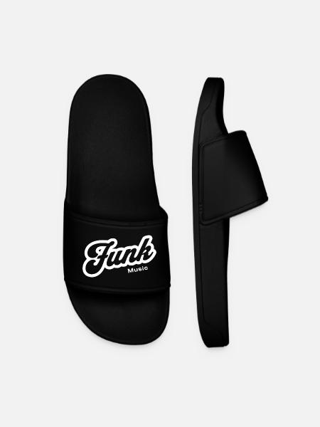 Funk Music Retro Script Logo - Men’s Pool Sliders - black