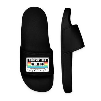30th Birthday 1994 Vintage Retro Cassette Tape - Men’s Pool Sliders - black - Front