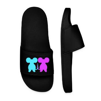 2 souris couple deux amoureux Saint-Valentin femme homme - Claquettes Homme - noir - Devant