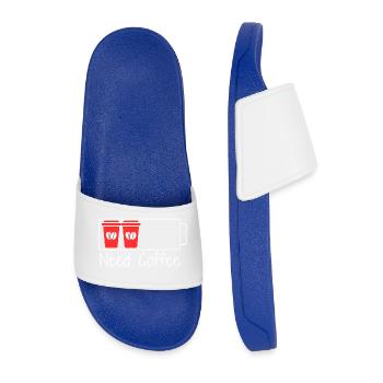 Caffeine = 100% charge - Men’s Pool Sliders - royal blue - Front