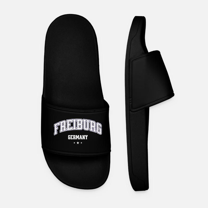 Freiburg Germany College Style Design - Men’s Pool Sliders - black