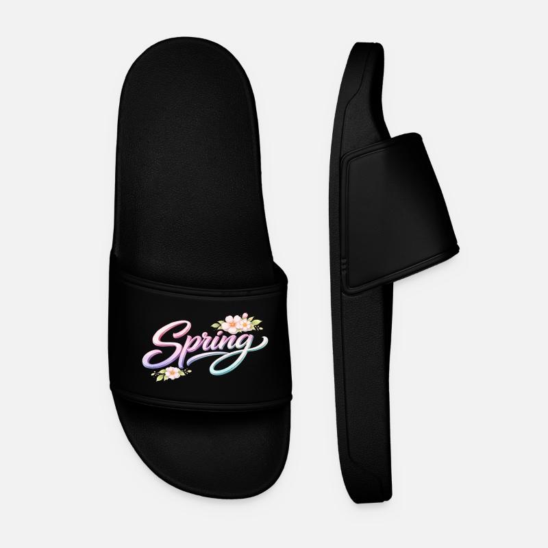 Spring lettering with flowers - Men’s Pool Sliders - black