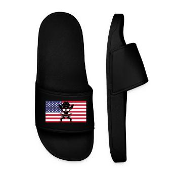 Cowboy skull and American flag - Men’s Pool Sliders - black - Front