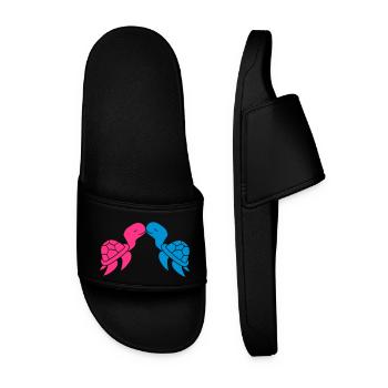 couple romantique couple amour amoureux bisou biso - Claquettes Homme - noir - Devant