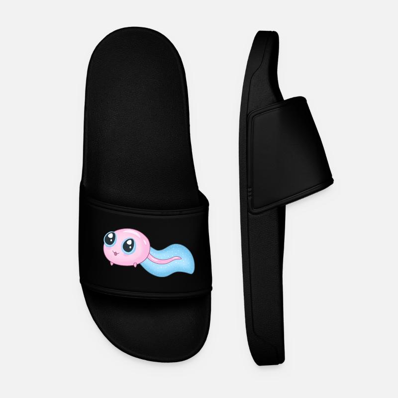 Cute Cyan Tadpole - Men’s Pool Sliders - black