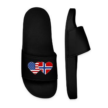 États-Unis Norvège Flag Heart - Claquettes Homme - noir - Devant