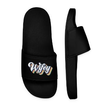 Retro Wifey Matching Couple Wedding Party Mariage - Claquettes Homme - noir - Devant