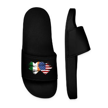 Ireland USA flag heart used - Men’s Pool Sliders - black - Front