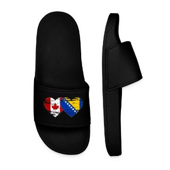 Canada Bosnia Flag Heart Used - Men’s Pool Sliders - black - Front