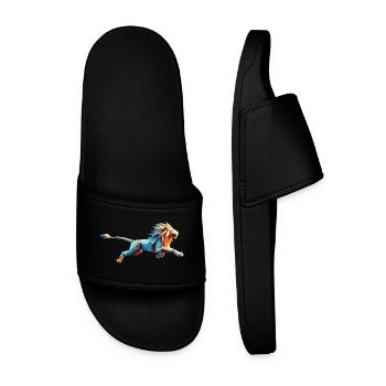 Running Lion Origami Geometric 3D - Men’s Pool Sliders - black - Front