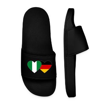 Nigeria Deutschland Flagge Herz - Männer Badelatschen - Schwarz - Vorne
