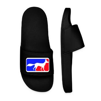 Fuchs Sport Logo Rot Blau Symbol Silhouette Umriss - Männer Badelatschen - Schwarz - Vorne