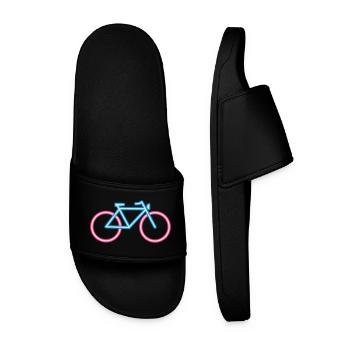 Motif de vélo lumineux dans des couleurs néon vives - Claquettes Homme - noir - Devant