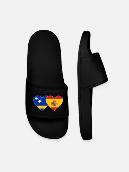 Curacao_Spanien_Flagge_Herz - Männer Badelatschen - Schwarz
