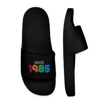 Since 1985 | Vintage Retro Colorful Year  - Men’s Pool Sliders - black - Front